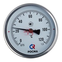 Термометр РОСМА (2539) 1/2 НР(ш) аксиальный d100 мм 120 °С шток 100х6 мм