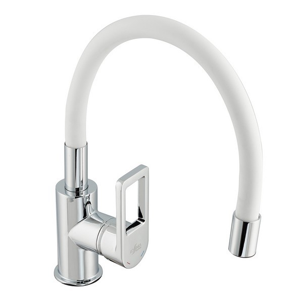 Смеситель для кухни ROSSINKA Z Z35-35U-White c гибким изливом белый/хром