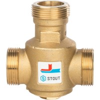 Клапан термостатический Stout (SVM-0030-325504) 1 1/4 НР(ш) х 1 1/4 НР(ш) х 1 1/4 НР(ш) для твердотопливных котлов 55 °С