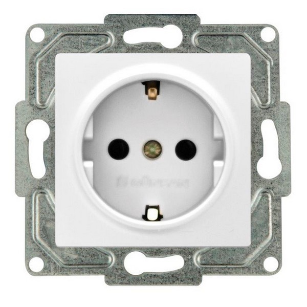 Розетка GUNSAN Eqona 16401100-152115 скрытая установка белая с заземлением IP20