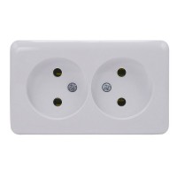 Розетка Lezard VIOLA двойная 751-0200-128 открытая установка белый без заземления