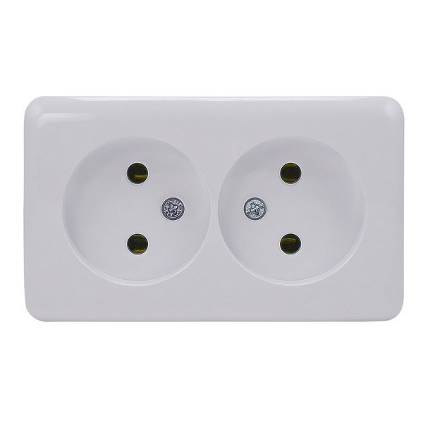 Розетка Lezard VIOLA двойная 751-0200-128 открытая установка белый без заземления