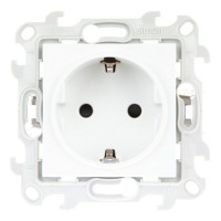Розетка Simon 24 Harmonie 2420432-030 скрытая установка белая с заземлением со шторками
