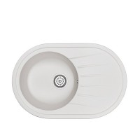 Мойка для кухни GRANULA Standart 760х500х200 мм врезная овальная с крылом кварц белый
