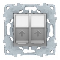 Розетка компьютерная Schneider Electric Unica NEW NU542030 скрытая установка алюминий модули RJ45 cat 5 и RJ45 cat 5е UTP