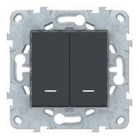 Выключатель Schneider Electric Unica NEW NU521154N двухклавишный скрытая установка антрацит с подсветкой