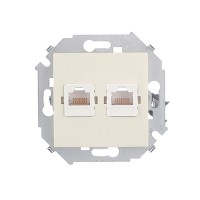 Розетка компьютерная Simon 15 1591593-031 скрытая установка слоновая кость два модуля RJ45 cat 5e