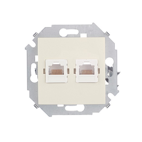 Розетка компьютерная Simon 15 1591593-031 скрытая установка слоновая кость два модуля RJ45 cat 5e