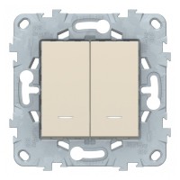 Переключатель Schneider Electric Unica NEW NU521344N двухклавишный на 2 направления скрытая установка бежевый с подсветкой