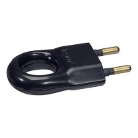 Вилка бытовая Legrand Helium (50163) прямая без заземления 6 А 230 В IP20 с кольцом черная