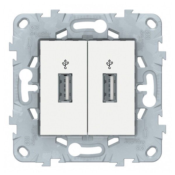 Розетка USB Schneider Electric Unica NEW NU542718 скрытая установка белая два информационных модуля