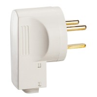Вилка силовая для подключения электроплит Legrand (55802) угловая с заземлением 2Р+Е 1 фаза 32 А 230 В IP20 белая