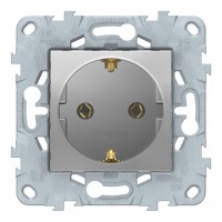 Розетка Schneider Electric Unica NEW NU505630 скрытая установка алюминий с заземлением с быстрозажимными клеммами