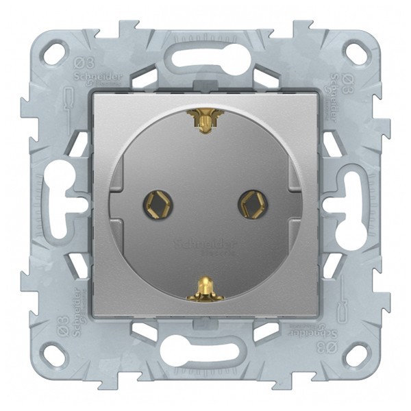 Розетка Schneider Electric Unica NEW NU505630 скрытая установка алюминий с заземлением с быстрозажимными клеммами