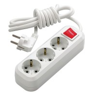 Удлинитель бытовой Makel (MGP213) с заземлением 3 м 16 А 250 В 2,2 кВт 3 розетки ПВС 3х1 мм2 IP20 с выключателем белый
