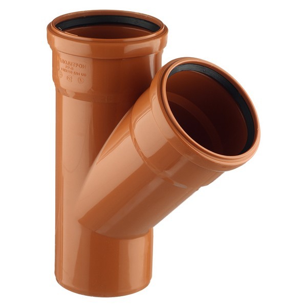 Тройник Pro Aqua Terra d110 мм 45° пластиковый для наружной канализации