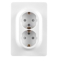 Розетка с рамкой Schneider Electric Unica NEW NU206718 двойная скрытая установка белая с заземлением со шторками