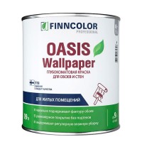 Краска водно-дисперсионная моющаяся Finncolor Oasis Wallpaper для обоев и стен основа С 0,9 л