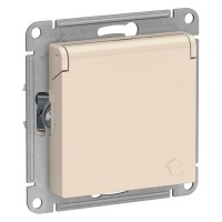 Розетка Schneider Electric Atlas Design ATN000246 скрытая установка бежевая с заземлением со шторками с крышкой