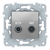 Розетка телевизионная Schneider Electric Unica NEW NU545430 одиночная R-TV-SAT скрытая установка алюминий