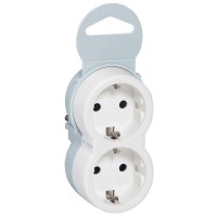 Разветвитель (двойник) Legrand Helium (50655) с заземлением 16 А 230 В 3,6 кВт 2 розетки IP20 белый