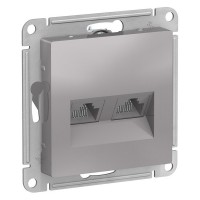 Розетка компьютерная Schneider Electric Atlas Design ATN000385 скрытая установка алюминий модули RJ45 cat 5 и RJ45 cat 5е