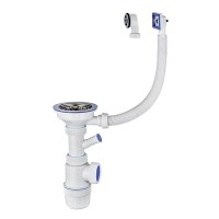 Сифон для мойки VIRPLAST by WIRQUIN 30987089 3 1/2"х40 с нержавеющей чашкой D 114 мм отводом для ст.м.
