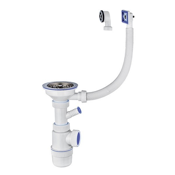 Сифон для мойки VIRPLAST by WIRQUIN 30987089 3 1/2"х40 с нержавеющей чашкой D 114 мм отводом для ст.м.