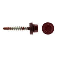 Саморезы кровельные с буром 35х4,8 мм красное вино RAL 3005 (60 шт)