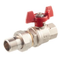 Кран шаровой латунный Oventrop Optibal (1075804) 1/2 ВР(г) х 1/2 НР(ш) бабочка с полусгоном прямой