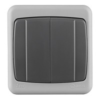 Выключатель Makel 36064003 двухклавишный открытая установка серый IP55
