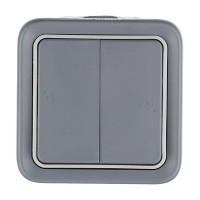 Переключатель Legrand Plexo 69715 двухклавишный на 2 направления открытая установка серый IP55 влагозащищенный
