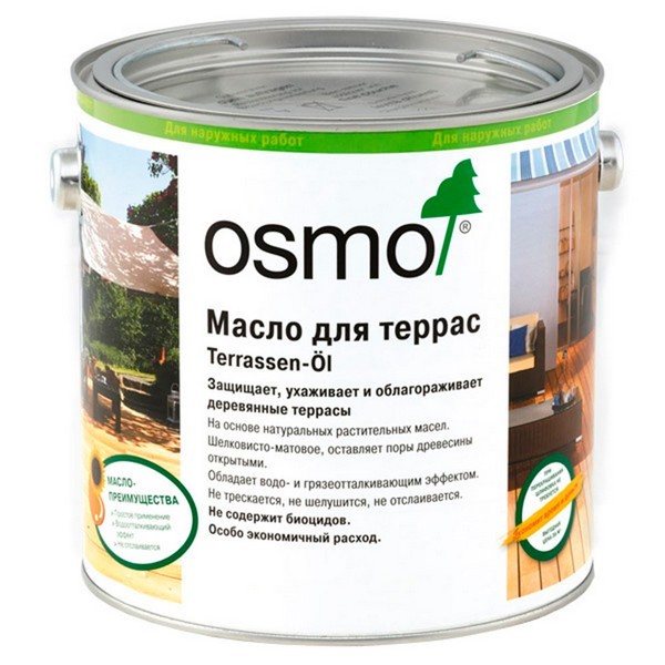 Масло для террас Osmo Terrassen-Оle 021 дуб мореный шелковисто-матовое 2,5 л