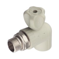 Кран шаровой полипропиленовый FV-PLAST (А315025000) 25 мм х 3/4 НР(ш) для радиатора угловой серый