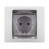 Розетка с рамкой Schneider Electric Unica NEW NU003718 скрытая установка белая с заземлением IP44 со шторками с крышкой