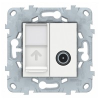 Розетка телевизионная/компьютерная Schneider Electric Unica NEW NU547018 одиночная скрытая установка белая модули TV и RJ45 cat 6 UTP