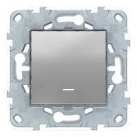 Выключатель Schneider Electric Unica NEW NU520130N одноклавишный скрытая установка алюминий с подсветкой
