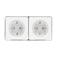 Розетка Schneider Electric Mureva S двойная MUR39035 открытая установка белая с заземлением IP55 влагозащищенная со шторками