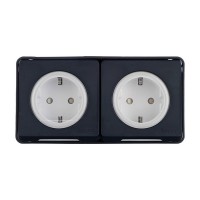 Розетка Schneider Electric Mureva S двойная MUR36029 открытая установка антрацит с заземлением IP55 влагозащищенная со шторками