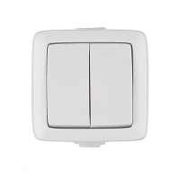 Выключатель HEGEL Alfa ВА10-251 двухклавишный открытая установка белый IP44
