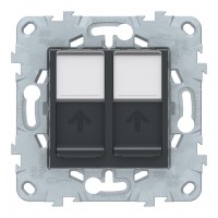 Розетка компьютерная Schneider Electric Unica NEW NU542054 скрытая установка антрацит модули RJ45 cat 5 и RJ45 cat 5е UTP