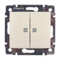 Выключатель Legrand Valena 695630 двухклавишный скрытая установка слоновая кость с подсветкой