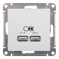 Розетка USB Schneider Electric Atlas Design ATN000133 скрытая установка белая два модуля USB