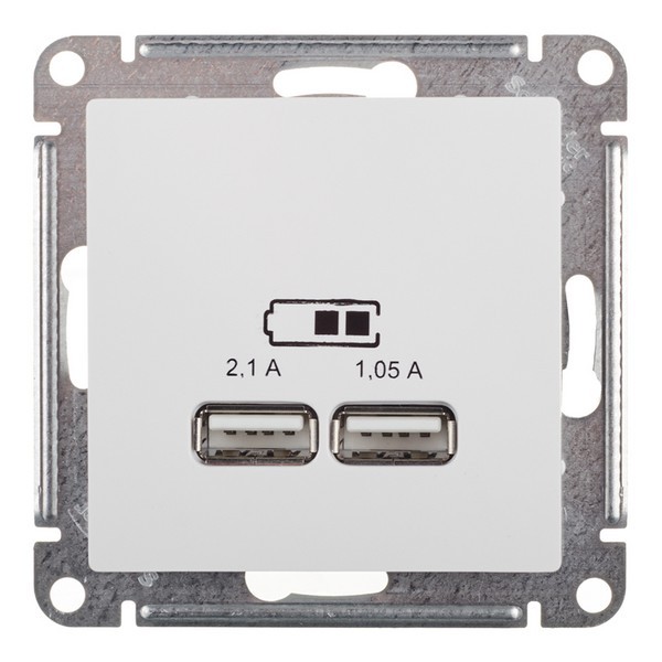 Розетка USB Schneider Electric Atlas Design ATN000133 скрытая установка белая два модуля USB