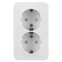 Розетка Schneider Electric Blanca двойная BLNRA011211 открытая установка белая с заземлением со шторками