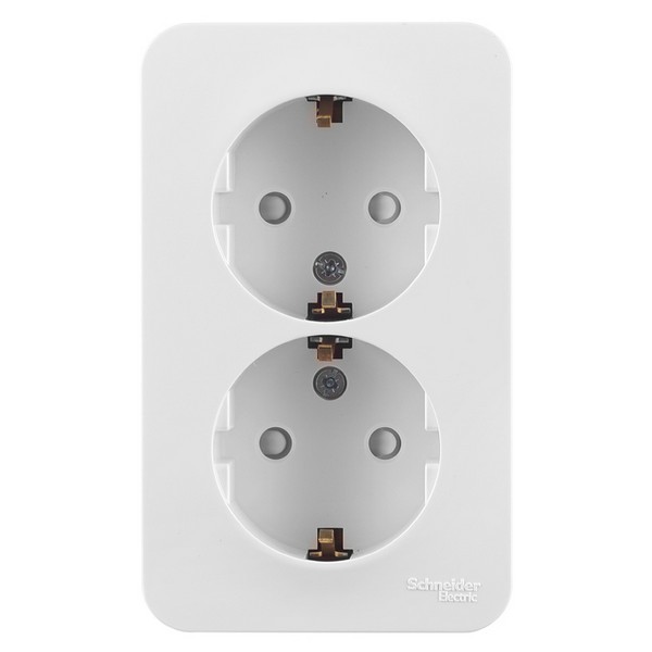 Розетка Schneider Electric Blanca двойная BLNRA011211 открытая установка белая с заземлением со шторками