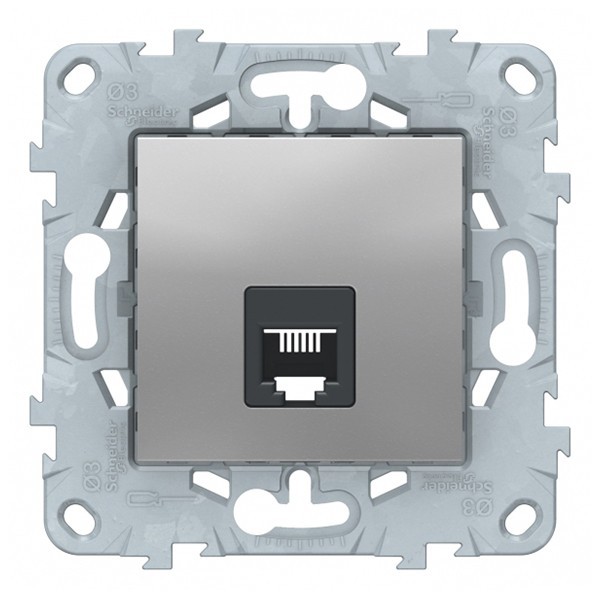 Розетка телефонная Schneider Electric Unica NEW NU549230 скрытая установка алюминий один модуль RJ11