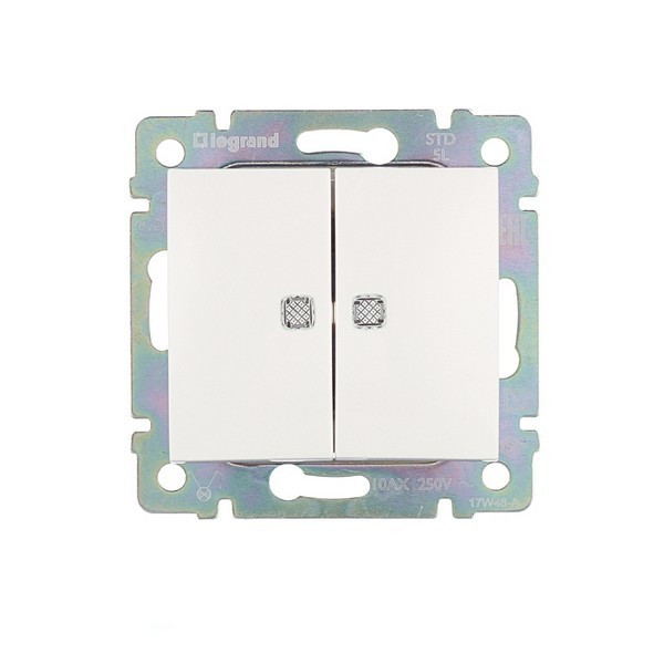 Выключатель Legrand Valena 694290 двухклавишный скрытая установка белый с подсветкой