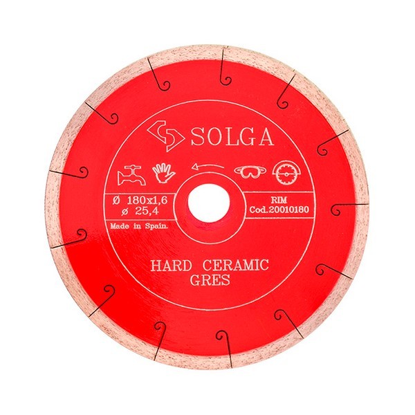 Диск алмазный по керамограниту Solga 180x25,4x1,6 мм мм сплошной мокрый рез