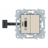 Розетка HDMI Schneider Electric Unica NEW NU543044 скрытая установка бежевая один модуль HDMI